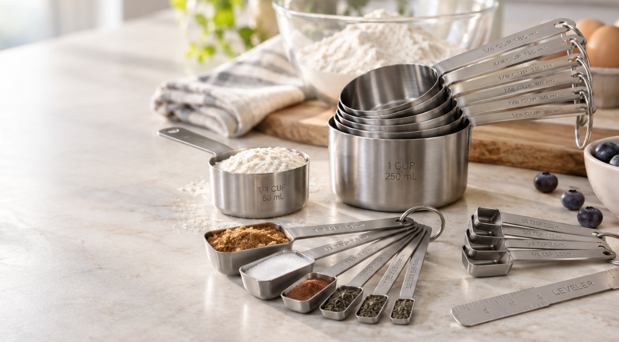 Stainless Steel Measuring Cups & Spoons